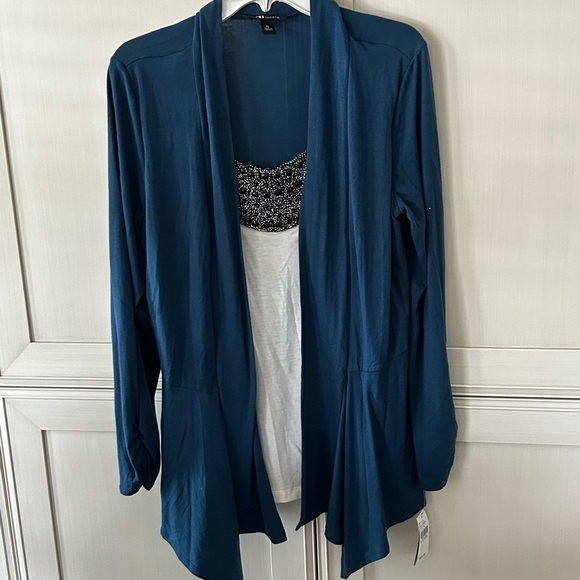 AB Studio Sweaters - AB Studio Blue Open Front Cardigan